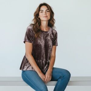 PLEIONE‎ - SIZE LARGE - SOFT PURPLE - FAUX VELVET - TIES IN BACK - B12